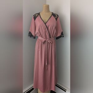 Who What Wear Blush Dress with Black Lace Trim.